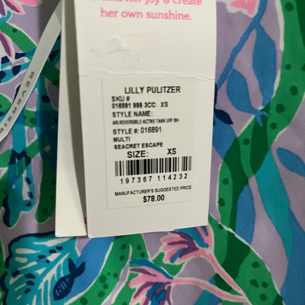 New Woman’s Luxletic Lily Pulitzer Reversible Active Tank XS Seacret Escape - Picture 5 of 6